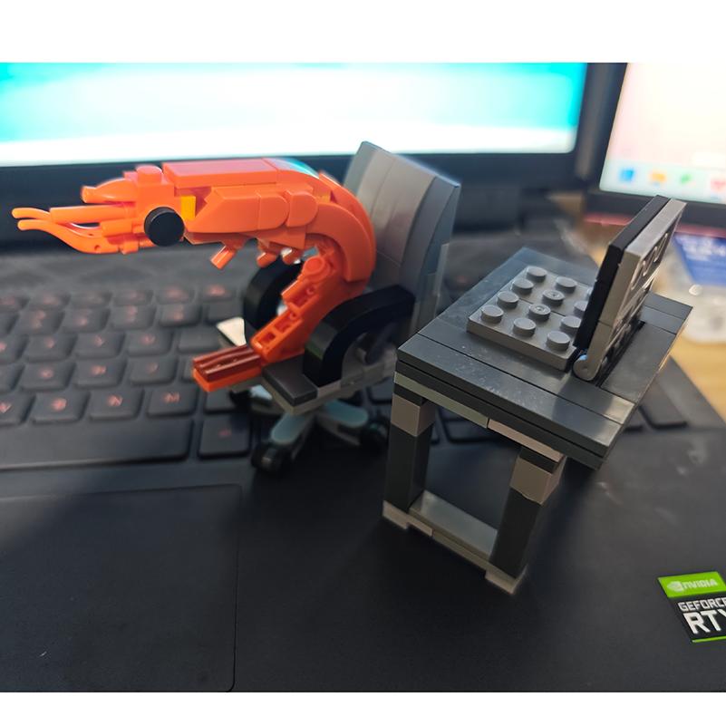 Non-Toxic .Moc Building Block Shrimp Model Figurines Puzzle Assembly Children And Children Randomly Mixinginternet Celebrity Creative Parodies