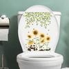 Toilet Sticker Creative Flower Pattern Toilet Lid Sticker Removable No Residue Wall Decals