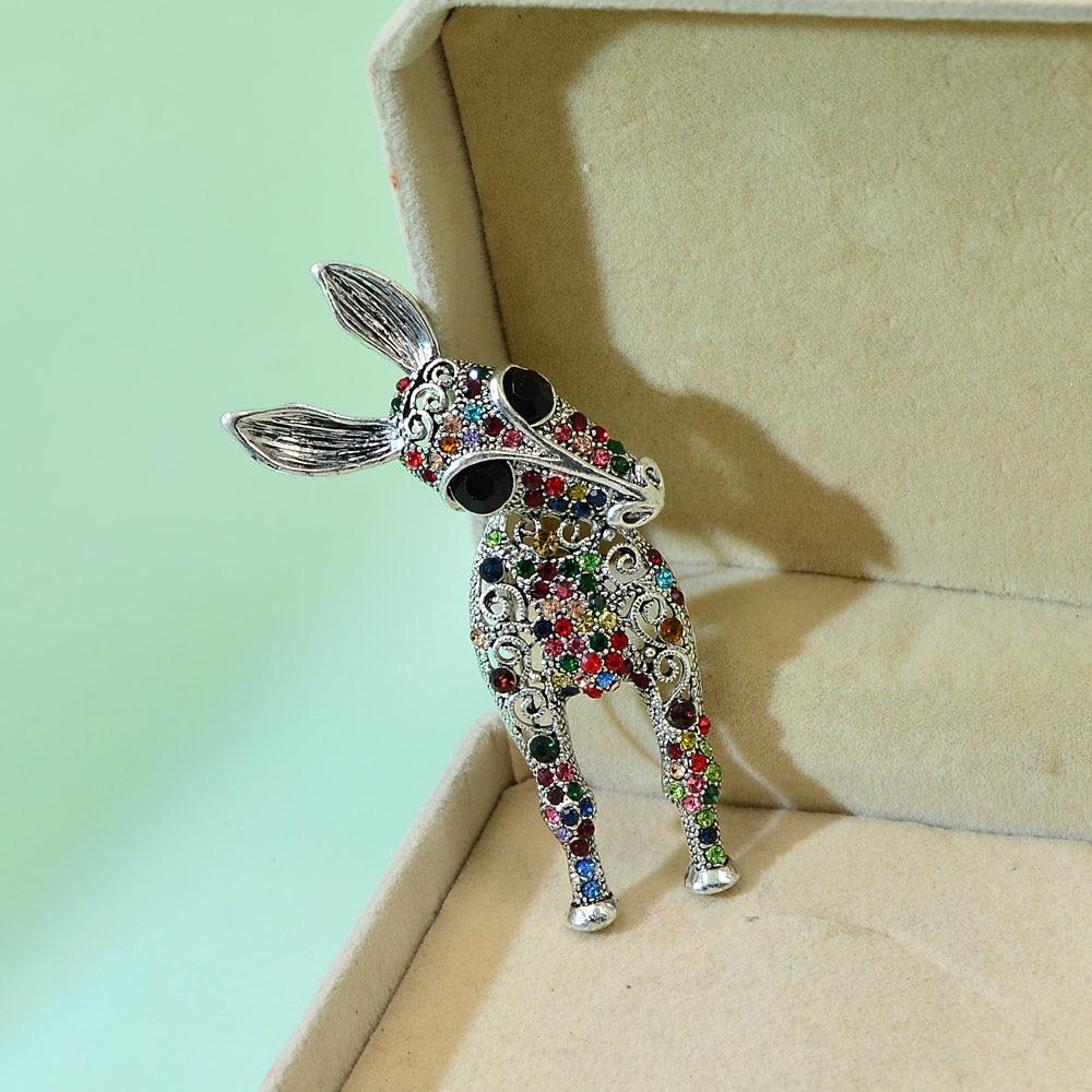 Blucome 2 цвета на выбор, броши в виде ослика со стразами для женщин и мужчин, модная булавка унисекс с животными, забавные милые большие мультяшные подарки для детей