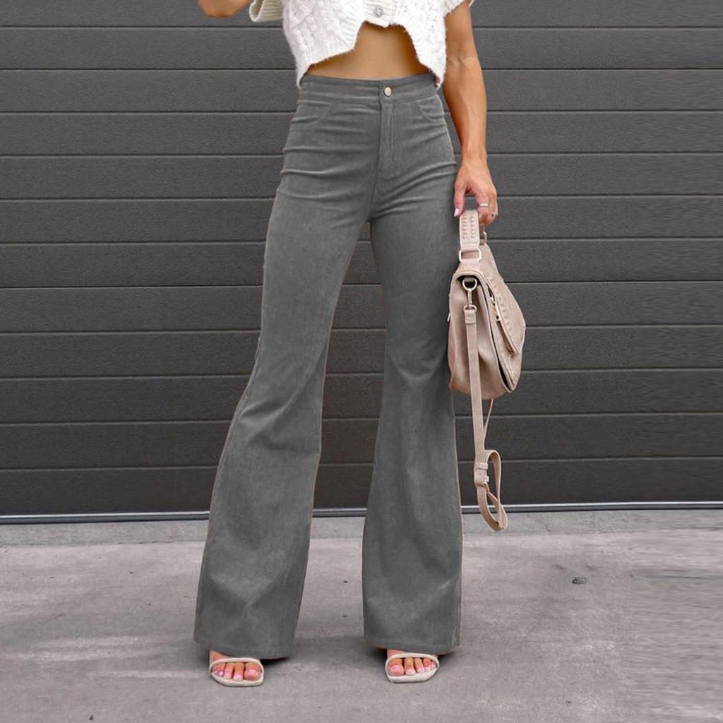 Women's High Waist Casual Pants Solid Color  Loose Straight Leg Trousers Women