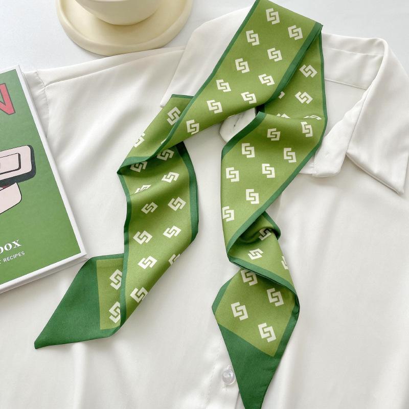 Long Silk Scarf, High-end New Versatile Hair Tie Streamer, Atmosphere Ribbon, Spring and Summer Decorative Scarf, Tied Bag Streamer