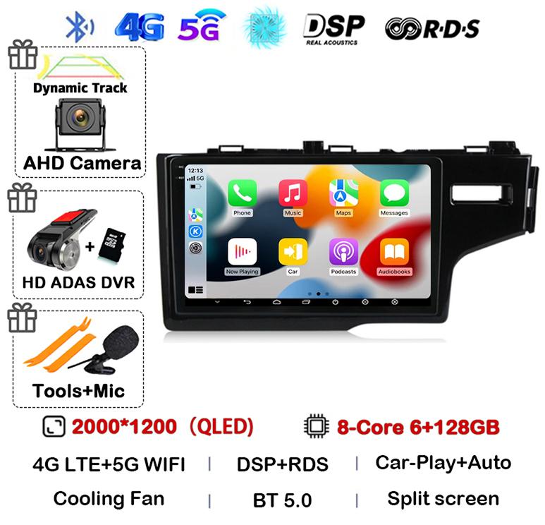 Android 14 Auto For Honda Jazz 3 2015-2020 Fit 3 GP GK 2013-2020 RHD Car Radio Multimedia Player Navigation Stereo GPS Head Unit