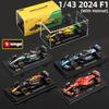 Ббураго 1:43 2024 Модель F1 со шлемом Сплав Миниатюра Литье под давлением Гоночный автомобиль Формулы Игрушка MCL38 W15 SF24 RB20 A524