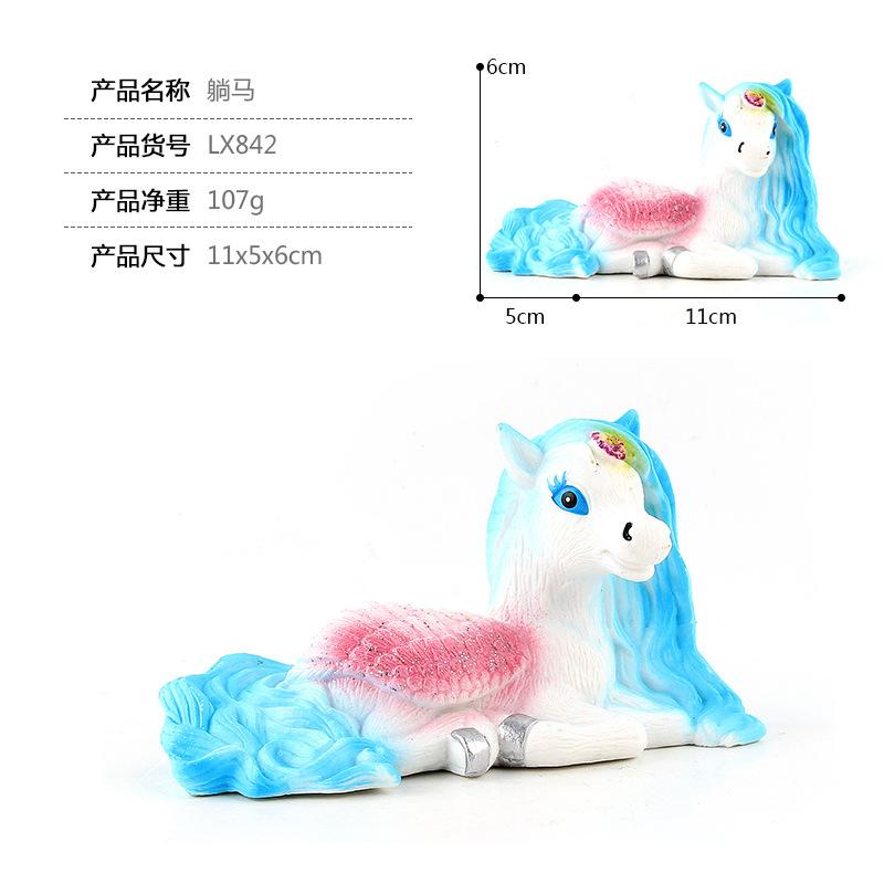 Unicorn Rainbow Horse Doll Figure Model Cake Decoration Static Ornament Children'S Toy