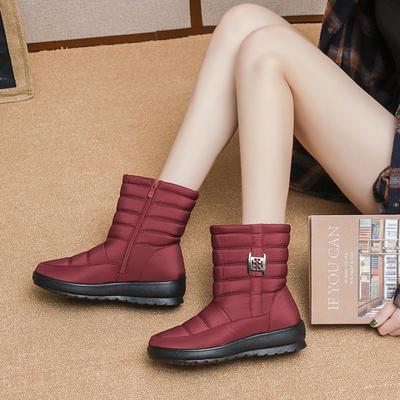 Женские зимние бархатные водонепроницаемые хлопковые сапоги с боковой молнией