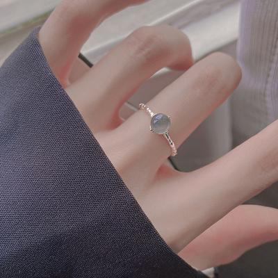 Кольца из стерлингового серебра с лунным камнем для женщин, корейский простой дизайн, легкая роскошь, милое кольцо, дропшиппинг