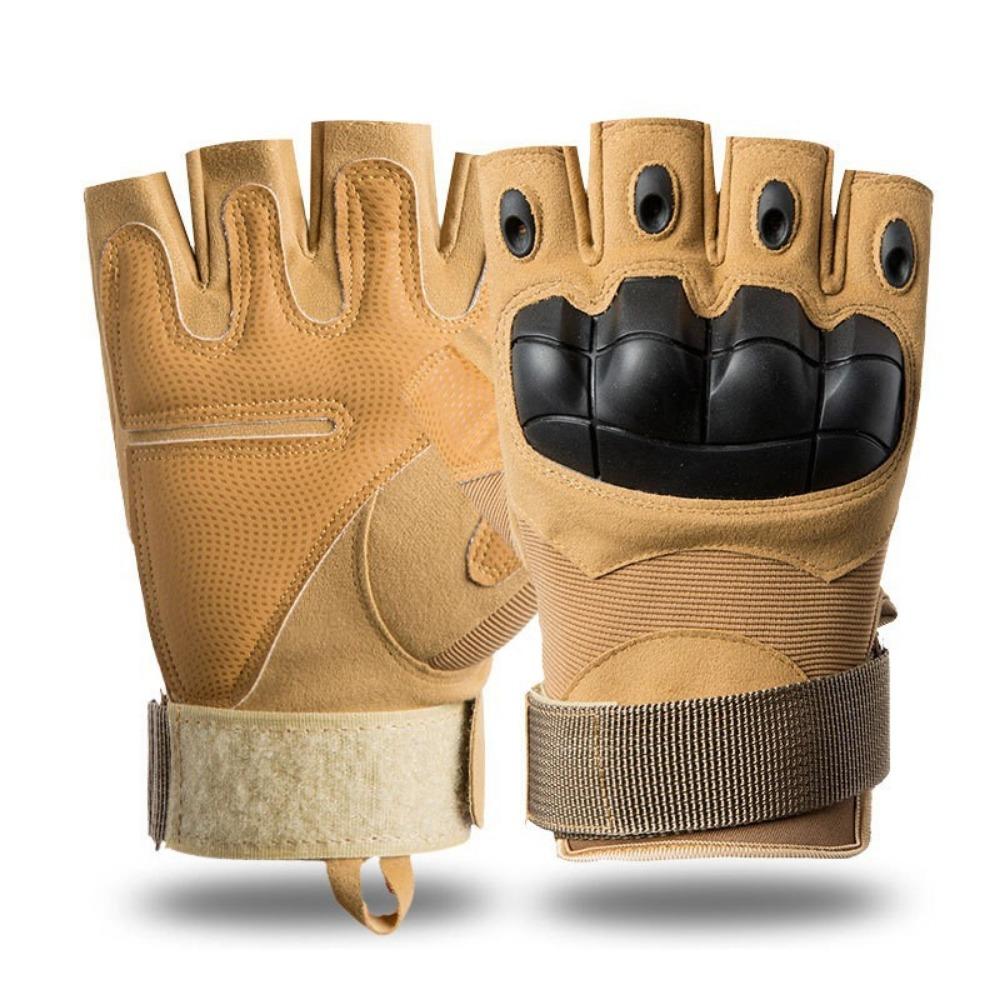 Tactical Gloves Black British Outdoor Riding Military Fans Anti-Cut Field Performance Sports Fitness Hard Shell Half Finger Gloves