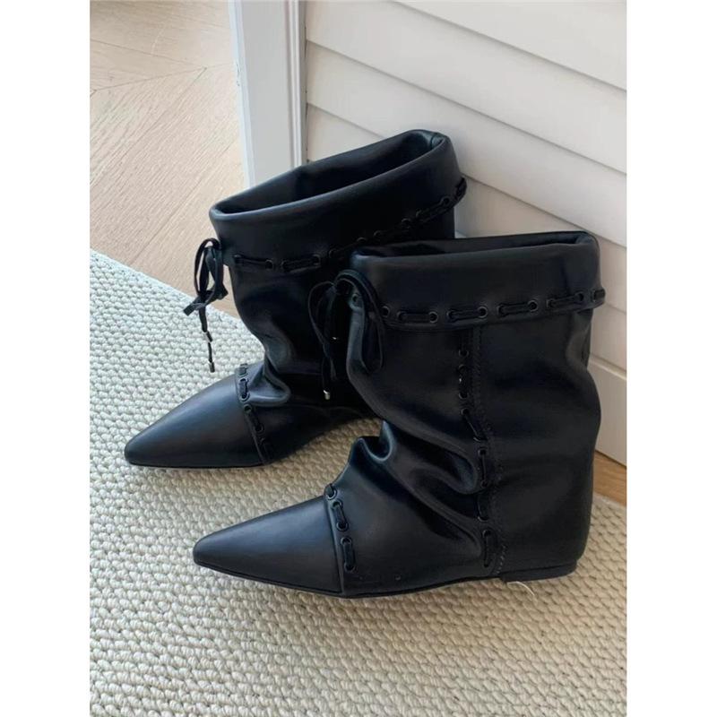~ Korean Niche Suede Pointed Inner Short Boots Women'S New Western Cowboy Boots Thin Boots