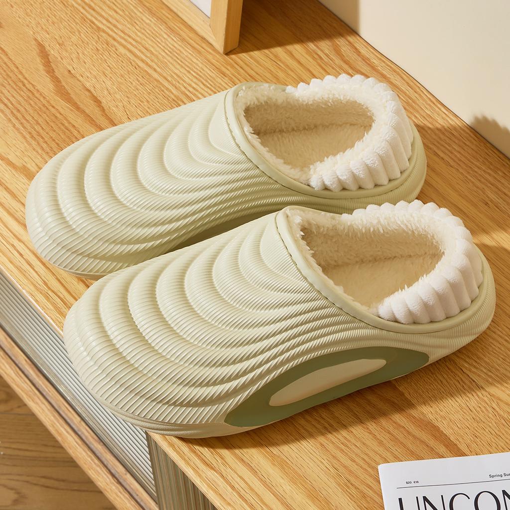 Platform Women Cotton Slippers Plush Warm Thick Bottom Slides Breathable Soft Non-slip Slippers Indoor Outdoor Men Cotton Slippers