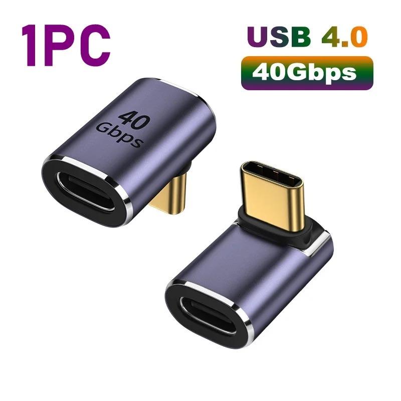 Адаптер Type-C OTG 240 Вт, быстрая зарядка, преобразователь данных USB4.0, поддержка 40 Гбит/с 8K 60 Гц, угловой адаптер USB C 90/180 градусов