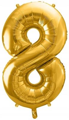 Foil Balloon Number "8", Gold, 86Cm, 1Pc