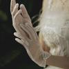 Lace Mesh Wedding Gloves Bow Pearl Chiffon Gloves Vintage Wedding Accessories  Prom Cosplay