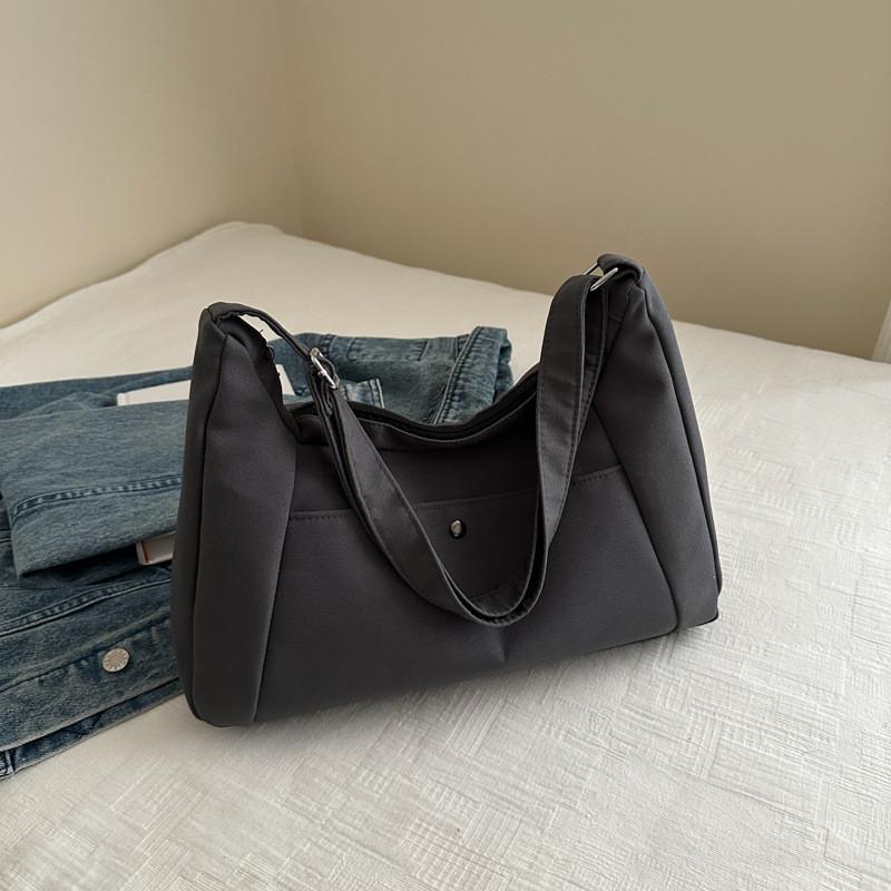 Chic And Spacious Black Canvas Tote Bag For Daily Commute And School