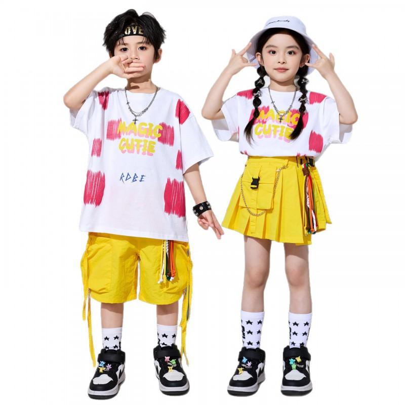 Kids Hip Hop Dance Outfit Set Loose Street Style Boys Girls Jazz Performance Wear