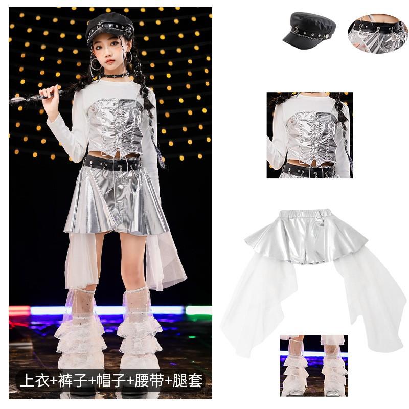 Girls Jazz Dance Costume Kids Hip Hop Performance Skirt Set Stage Dancewear