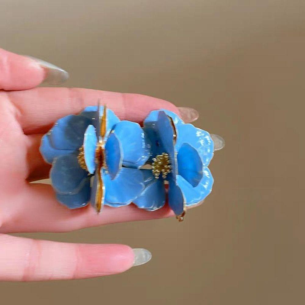 Преувеличенные серьги с красными цветами Винтажные эффектные серьги Праздничные украшения для вечеринок для женщин и девушек