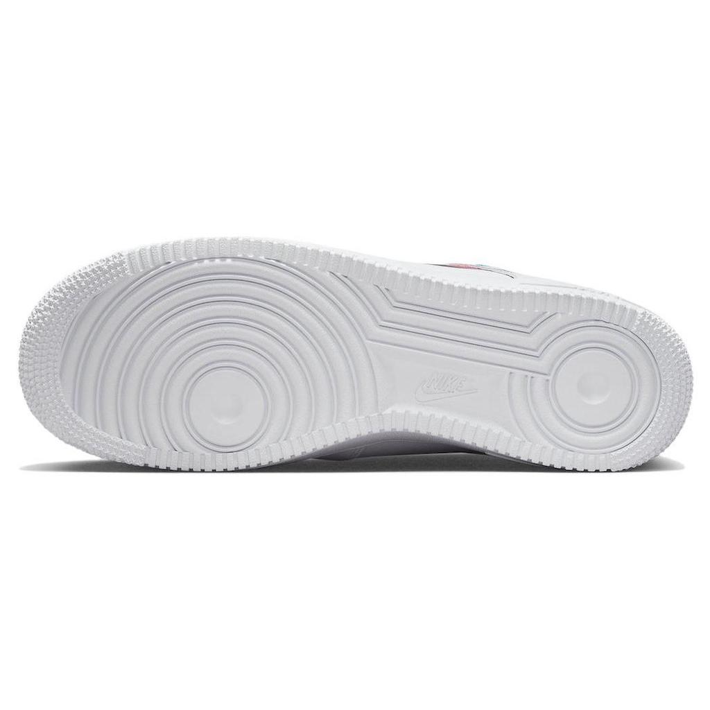 Nike Air Force 1 Low Quadruple Swoosh Unisex Sneakers White Bright-Crimson Metallic-Silver FJ4226-100