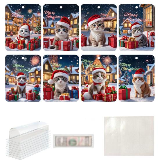 8 шт. рождественские украшения для держателей денег с двухсторонним скотчем, мультяшный узор, дизайн, рождественский декор, подвески