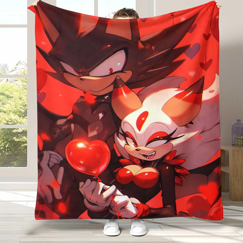 Ретро Мультяшное Игровое Фланелевое Одеяло S-Sonic, Ультра Мягкое Теплое Плюшевое Покрывало для Дома, Спальни, Кровати, Дивана, Походного Пикника, Подарок
