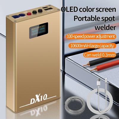 Мини-аппарат для точечной сварки DX10 10600 мАч OLED-экран Регулируемый Аккумулятор Точечная сварка 0,1/0,12 мм Никель Для 18650 8AWG Точечные карандаши