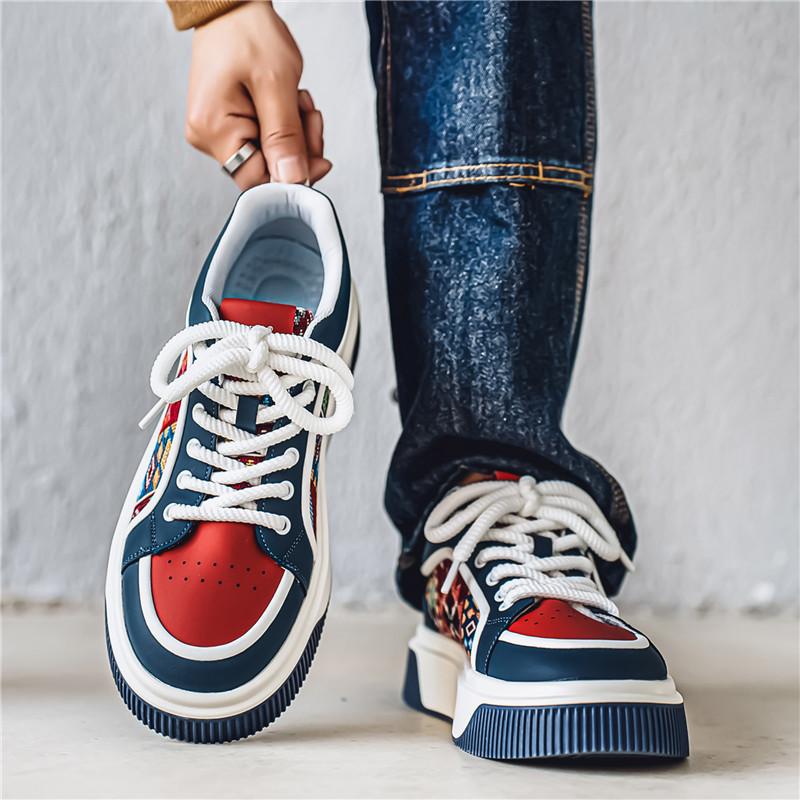 Туфли на толстой подошве, мужская обувь, весна-лето, новый повседневный ретро-тренд, персонализированные контрастные цвета, мужская молодежная спортивная обувь