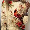Vibrant Floral Print Crew Neck T-Shirt Soft, Breathable, Long Sleeve Top for Women's Casual Clothing Outdoor Activities
