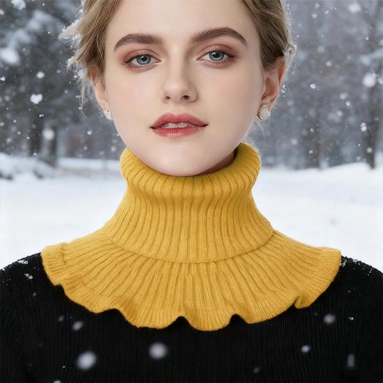 Fake Collar Scarf Detachable High Collar Solid Color Knitted Turtleneck Scarves Collar Insert Fashion Accessory