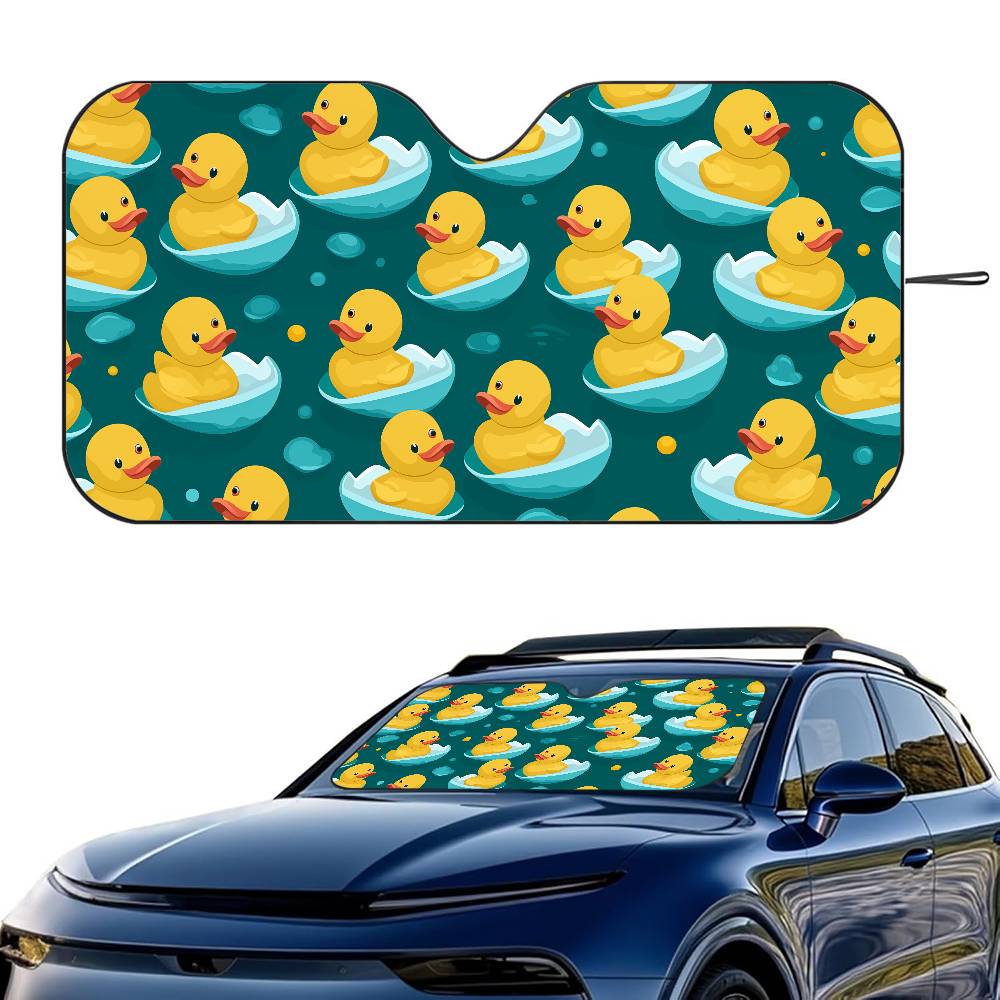 Car SunShade Windshield Foldable Three-layer Insulation Cartoon Rubber Duck Sunshade By Suction Cup Blocks UV Rays Sun