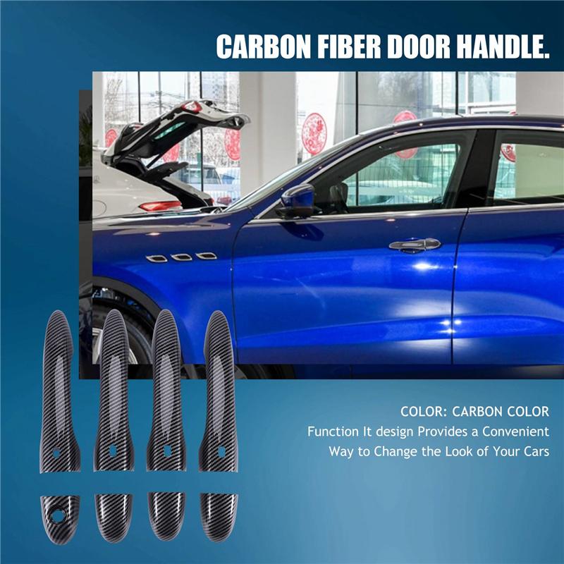 NEW-Carbon Fiber Outer Door Handle Cover Trim Decoration For Maserati Levante 2016 2017 2018 Ghibli 2014-2018 Quattroporte 2013-
