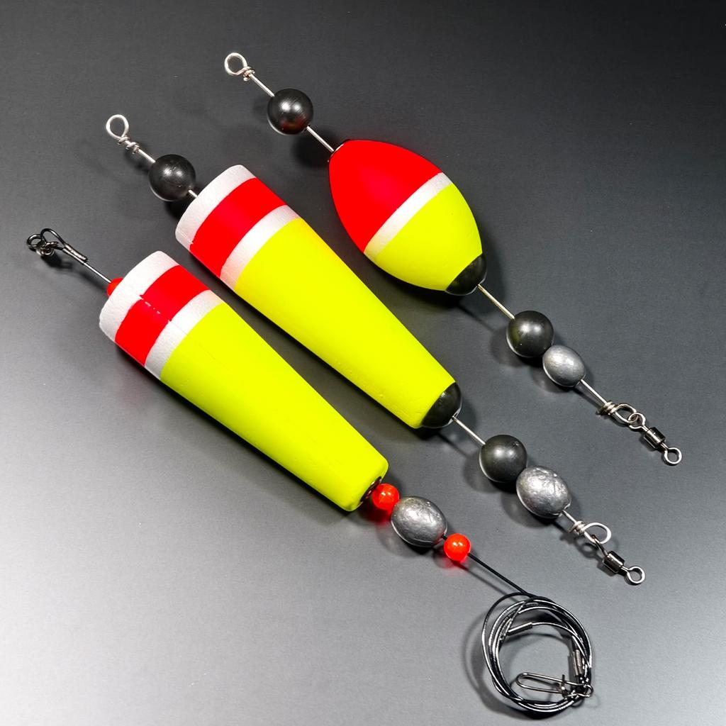 Fishing Bobbers Popping Cork Weighted Fishing Floats Fishing Corks Popping Corks for Saltwater Freshwater 3pcs Mix Design