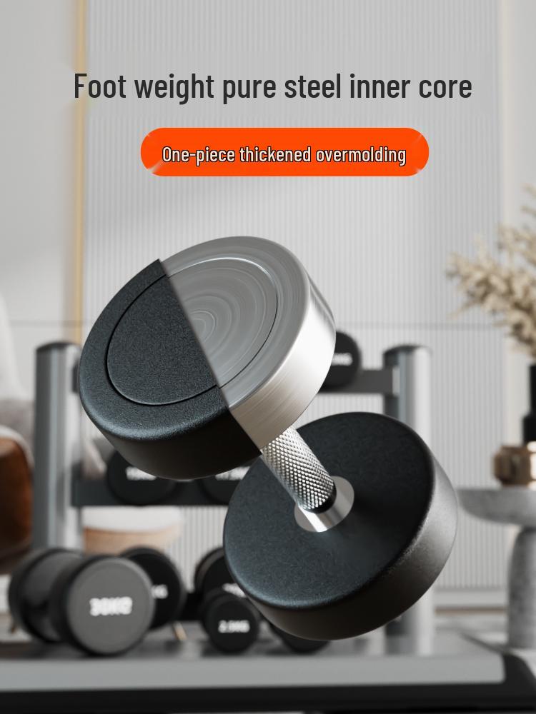 50kg Pair Rubber Coated Solid Steel Dumbbell Set for Men's & Women's Home & Commercial Gym Use