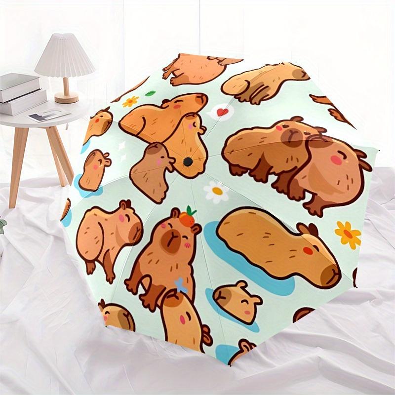 1pc Capybara Pattern Automatic Umbrella 8-Bone Design Compact Gear for Outdoor Travel, Perfect Holiday Gift  yy250827027
