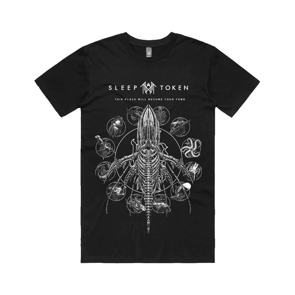 Sleep Token Tomb Whale Черная Унисекс Футболка Новая и Официальная Музыкальная Атрибутика