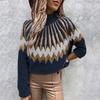 Women's Long Sleeve Turtleneck Geometric Pattern Loose Casual Sweater
