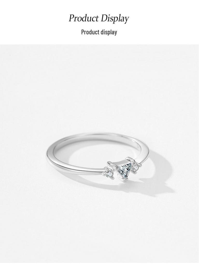 Кольцо из стерлингового серебра 925 пробы с треугольным цирконом: Женское кольцо с геометрическим дизайном, простое и модное.