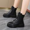 Women's Leather Boots Fashion Outdoor Casual Ankle Boot Lace-up Platform Boot Classic Leather Short Boots Women Motorcycle Boots