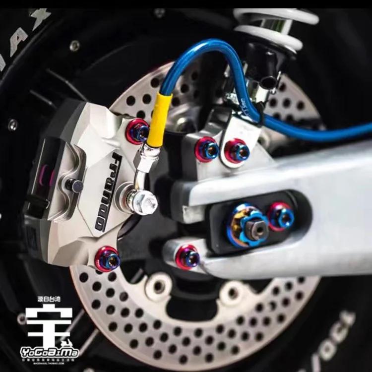 Motorcycle Electric Car Modified Fender Screw Flat Fork Stainless Steel Color Screw M6 Outer Hexagon Flange Cap Pad