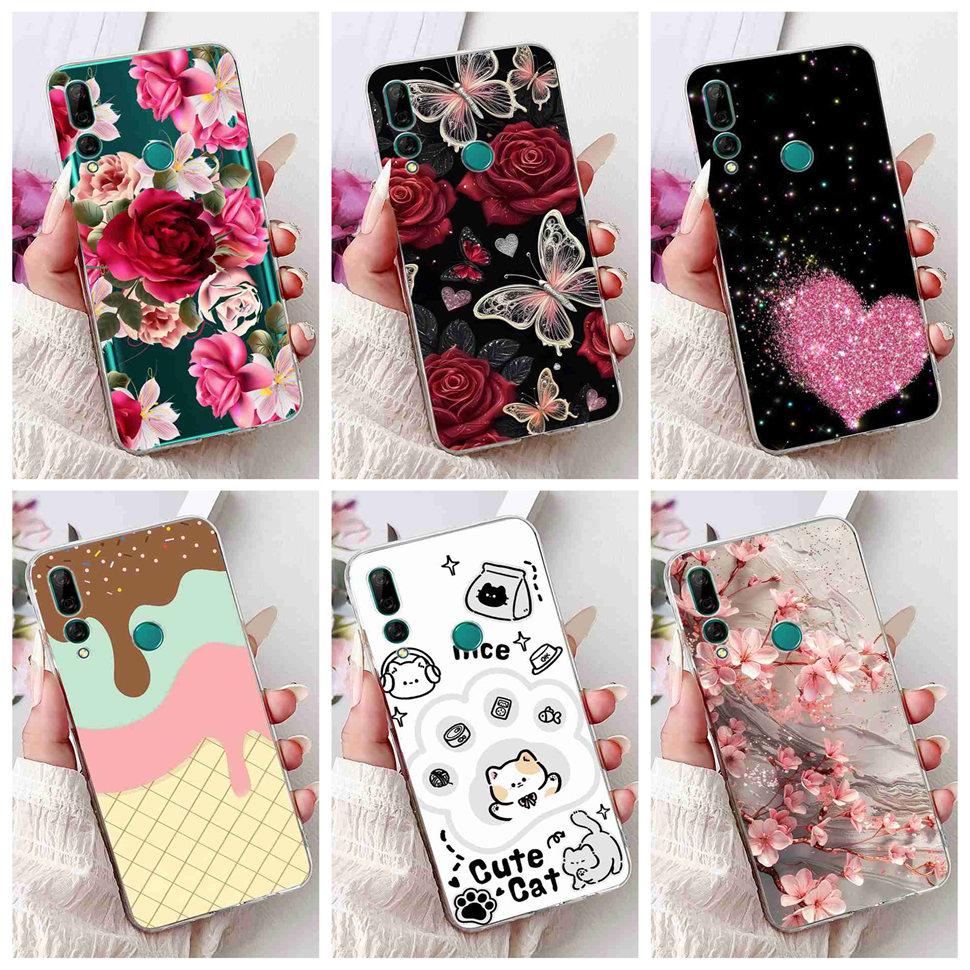 For Huawei Y9 Prime 2019 6.59" Case Soft Silicone Fashion Flowers TPU Cover For Huawei y9 Prime 2019 STK-L21 Bumper Shell Coque