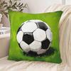 Football Print Pillowcase 2D Soft Black White Green Zipper Home Decor