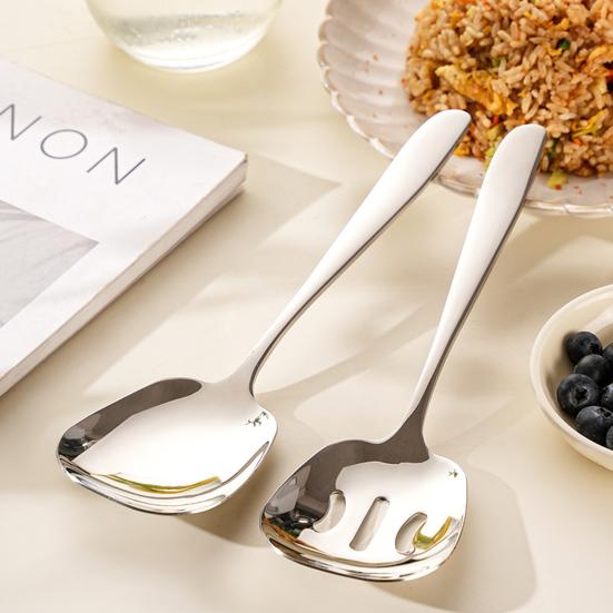 Суповая ложка из нержавеющей стали Кухонный столовый прибор Ложка Большая головка Сервировочный половник для ресторана кафетерия