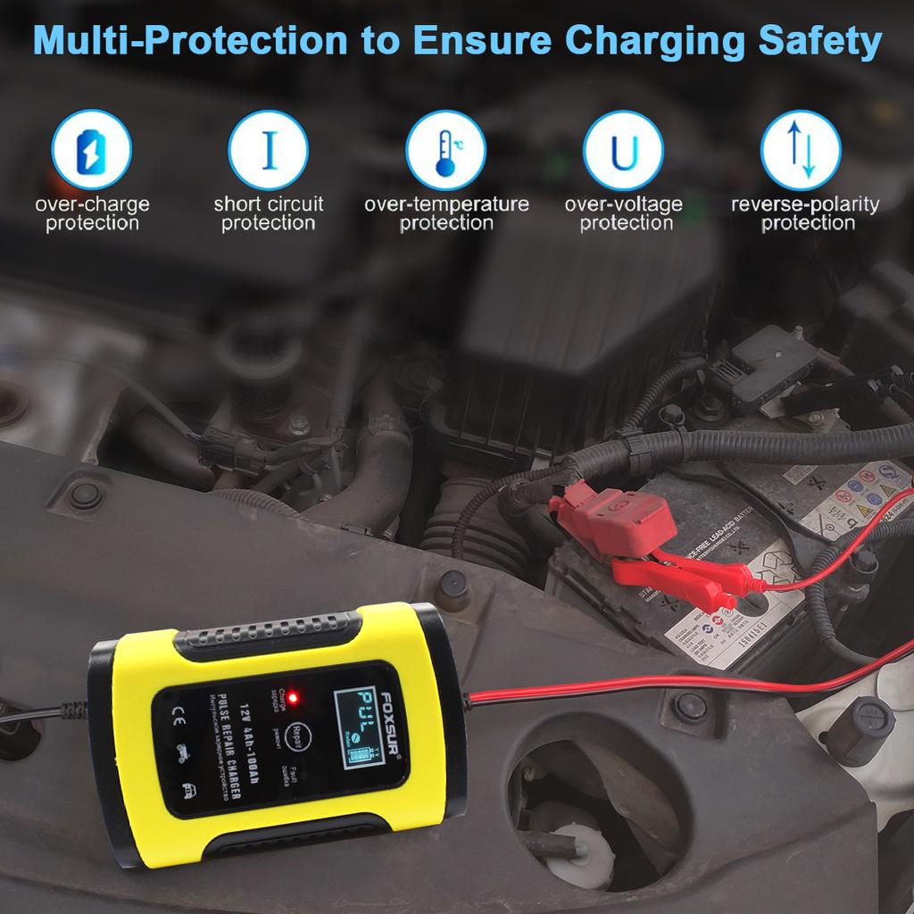 12V 5A Импульсное зарядное устройство для ремонта аккумулятора для автомобиля и мотоцикла AGM GEL WET свинцово-кислотный