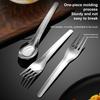 Household Dinnerware Chinese Style Long Handle Portable Food Grade Stainless Steel Student Spoon Fork Home