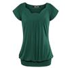Elegant Women's Fashion Summer V-neck Short Sleeve Pleated Loose Blouse Plus Size