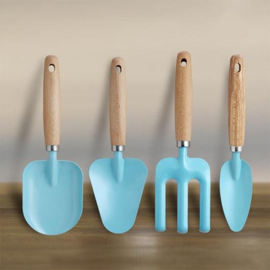 4Pcs/Set Kids Gardening Tools Set with Sturdy Wood Handles, Children Garden Shovels And Hand Rake for Boys And Girls, Child-Safe Planting