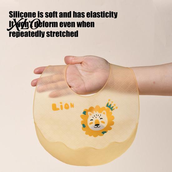 Lightweight Baby Bibs Silicone Bib with Food Catcher Pocket, Waterproof Travel Friendly Babies Feeding Bib, Foldable Adjustable for Infant Toddler