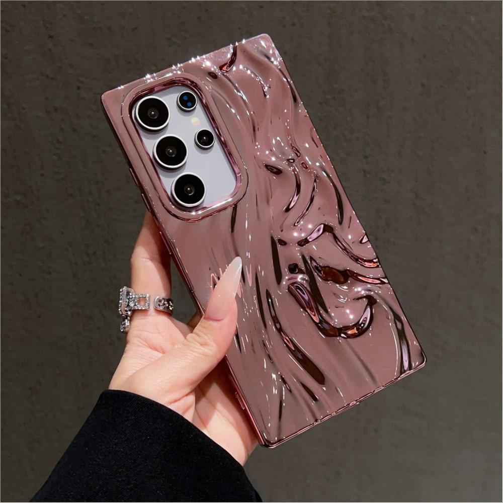 Блестящий 3D плиссированный чехол с эффектом мятой кожи для Samsung S25 S24 S23 Ultra Plus FE A56 A36 A26 A16 A06 A55 A35 A25 A15 A05