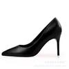 High Heels Women's 2025 New Large Size Black Thin Heel Pointed Light Mouth Suede Professional Temperament Student Etiquette Shoes