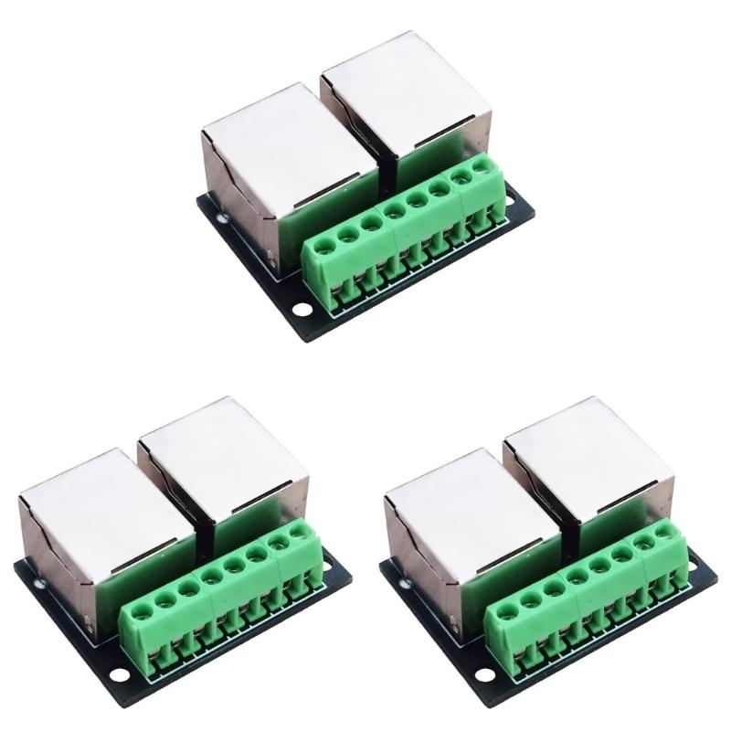 Клеммная плата RJ45 Ethernet с двумя гнездами, шаг контактов 3,5 мм, 8-контактный винтовой разъем RJ45, сетевой адаптер.