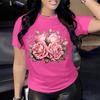 Женская летняя персонализированная футболка с коротким рукавом и круглым вырезом с 3D-принтом розы