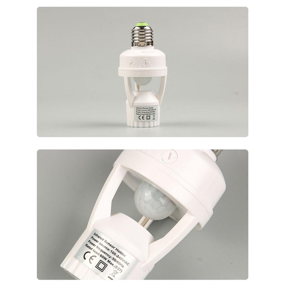 E27 Motion Sensor Light Socket 10-300 Second Delay Smart Lamp Holder Adapter Indoor Use